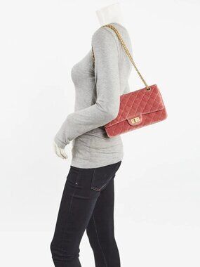 Chanel Pink 2.55 Reissue Quilted Velvet 225 Flap Bag